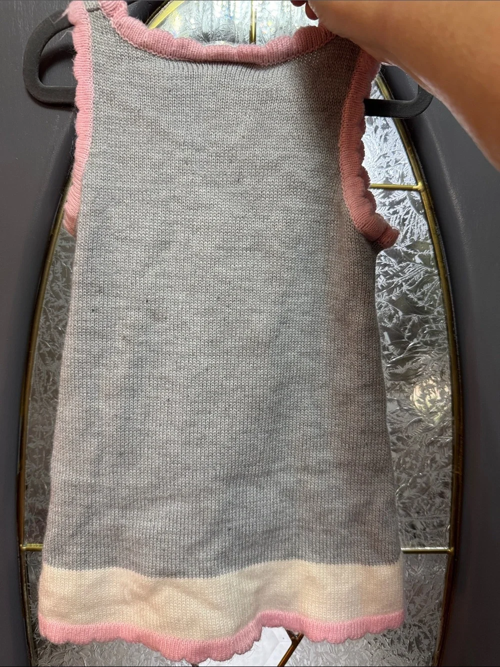 Bonnie Jean Gray and Pink Snowman Knit Dress